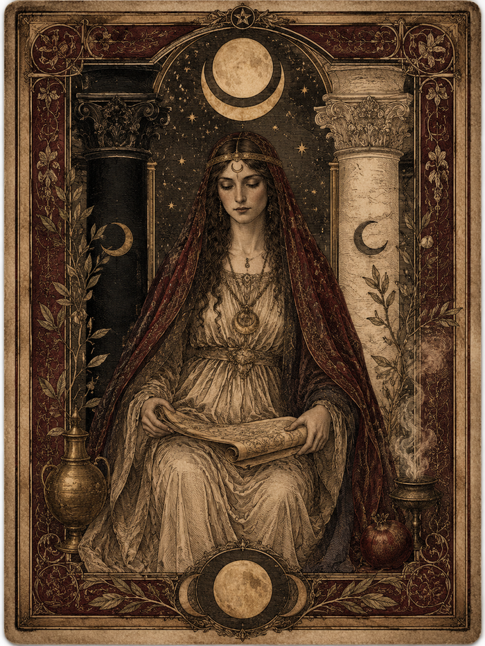 Antiquarian High Priestess tarot artwork
